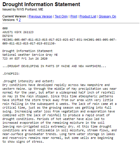 Drought Information Statement