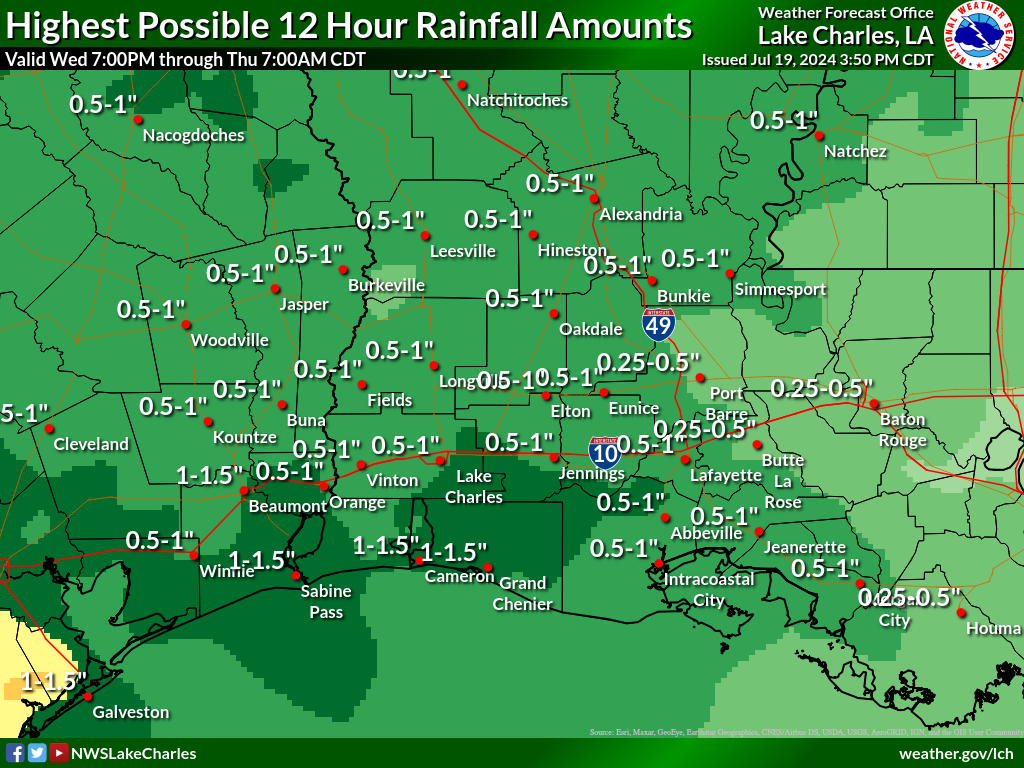 Greatest Possible Rainfall for Night 6