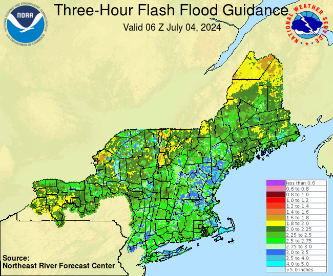 Latest 3-hour Flash Flood Guidance Graphic.
